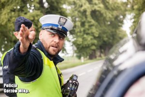 policjant wskazuje kierunek