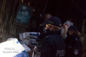 policjantka sprawdza okolice altany